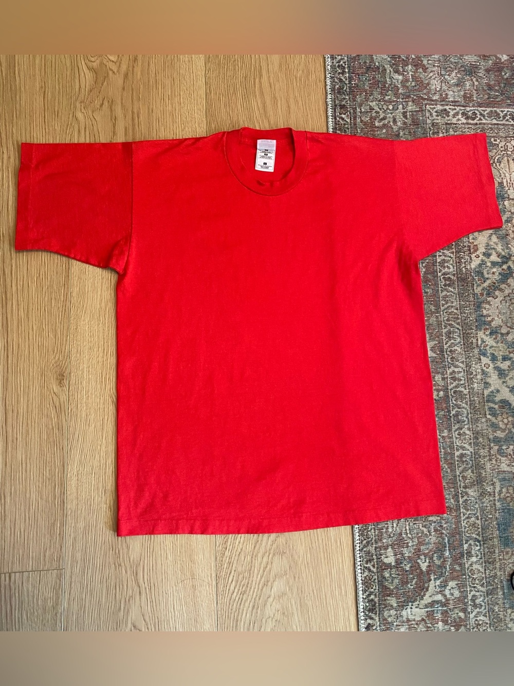 Vintage 90s Y2K Fruit of the Loom Single Stitch Red Blank T-Shirt Size Large